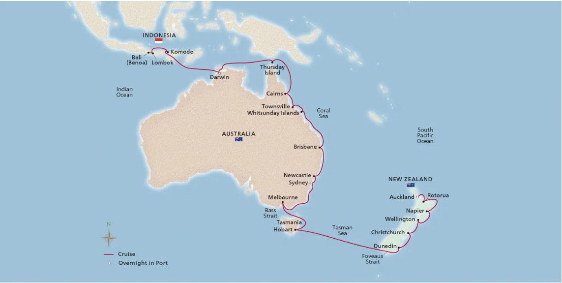 Australia to New Zealand Map